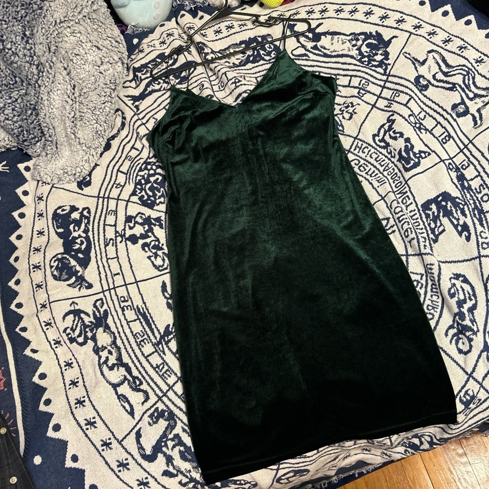Emerald Green Velvet Slip Dress